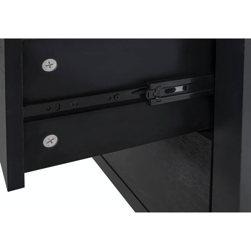 3-Drawer Cabinet with Hollow-Carved Design and Metal Handles