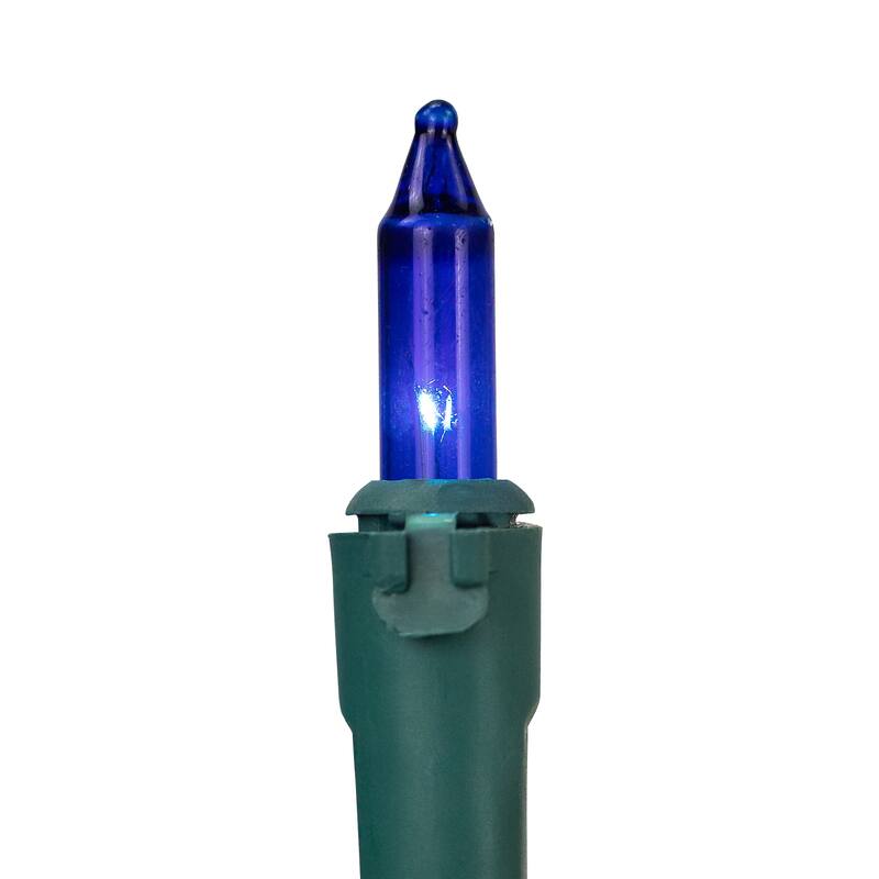 100-Count Blue and Clear Mini Christmas Light Set 20 ft Green Wire - 20'