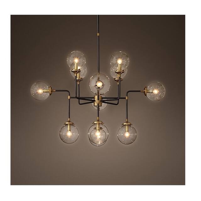Everly 12-Light Abstract Globe Chandelier, Black and Gold