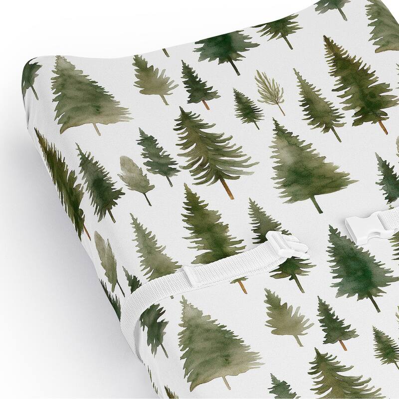 Sweet Jojo Designs Sage Green Woodland Boy, Girl, Unisex/Gender Neutral Changing Pad Cover Sheet -Forest Themed Pine Tree, Trees