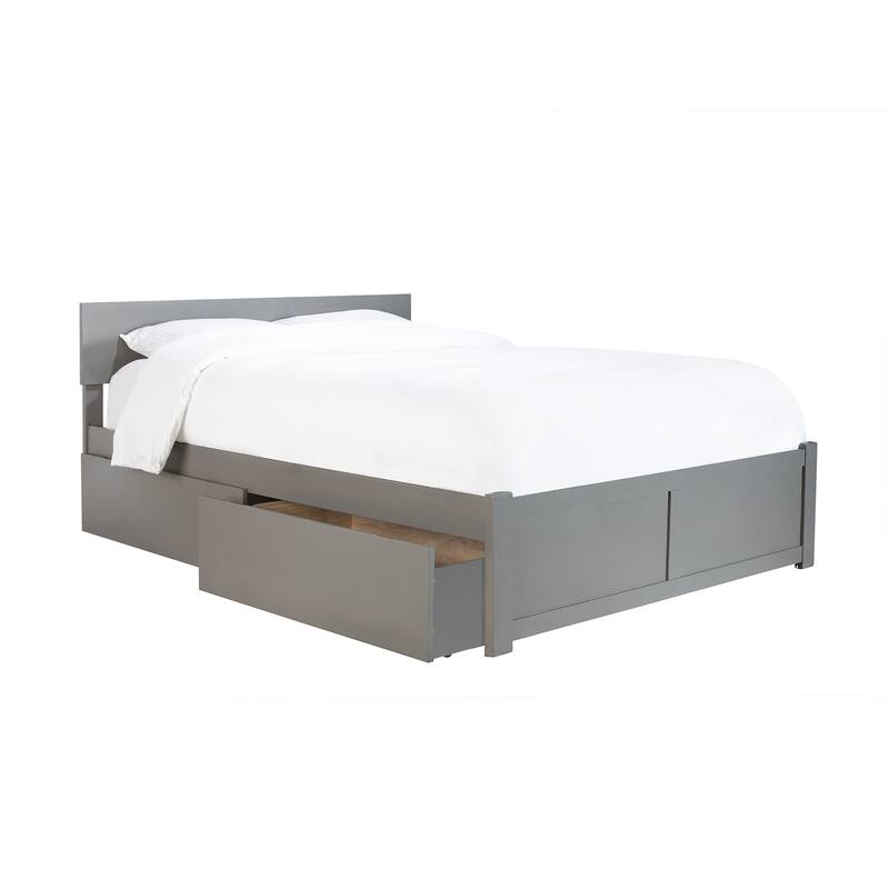 Platform Bed - Storage Drawers & Flat Panel Footboard - Modern Bedroom Furniture