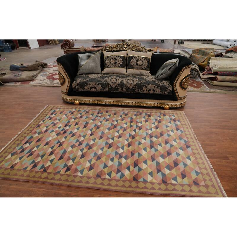 Hand-knotted Tribal Wool Multi-Colored Geometric Oriental Area Rug - 8' 3'' X 5' 10''
