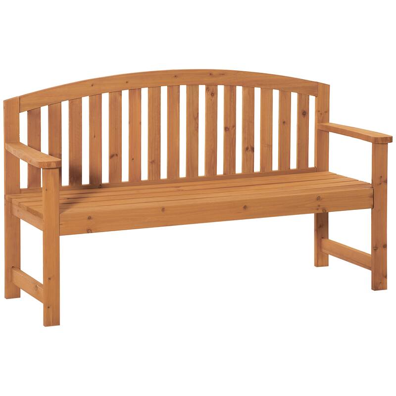 Outsunny 4.6' Wooden Garden Bench, 3 Seater Outdoor Patio Seat with Slatted Design for Deck, Porch or Garden, Natural