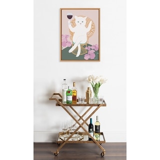Kate and Laurel Sylvie Beaded Wine Cat II Framed Canvas by Honey Island
