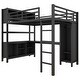 preview thumbnail 37 of 50, All-in-One Metal Loft Bed with L-Shaped Desk & Wardrobe, Bedrooms Bed Frame with Storage Cubes, Shelves, Full-Length Guardrails