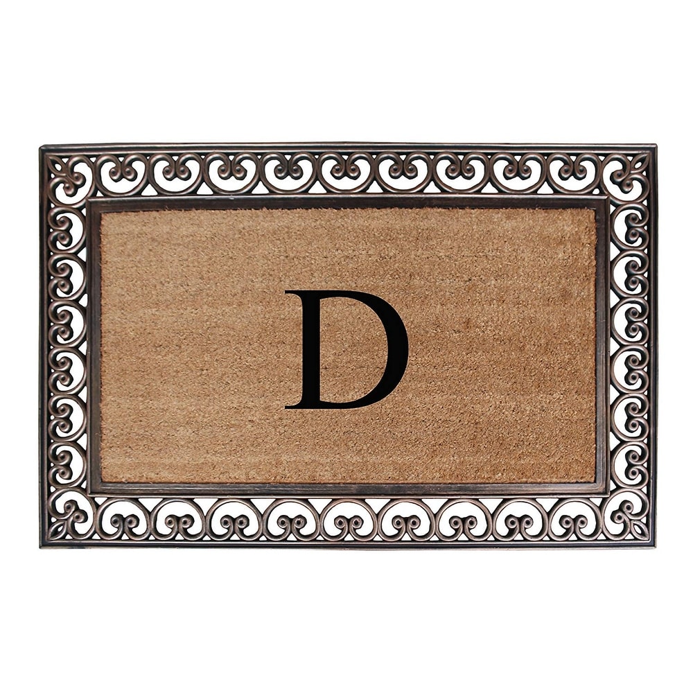 A1 Home Collections Rubber Coir Classic Paisley Border Monogrammed Welcome Entrance Doormat