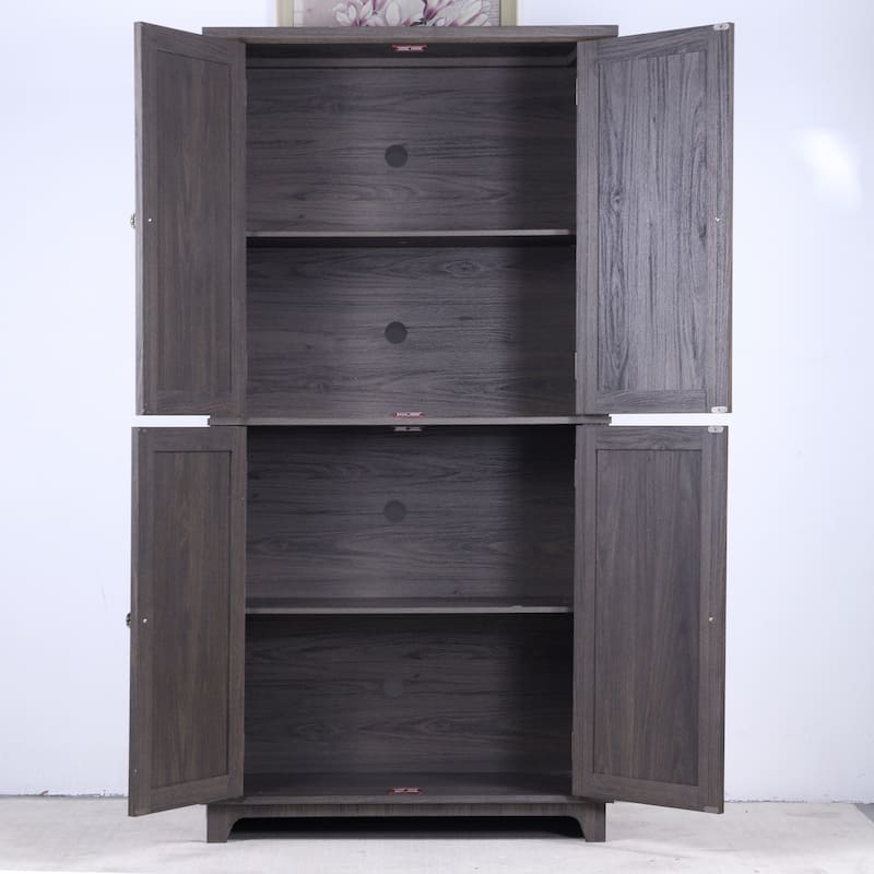 Display sideboard buffet with 4 Acrylic Mirrored doors, Adjustable Shelves storage Cabinet for Kitchen, Living Room