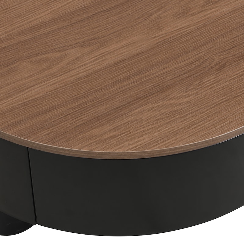 Round Nesting Storage Coffee Table with Drawer, Set of 2
