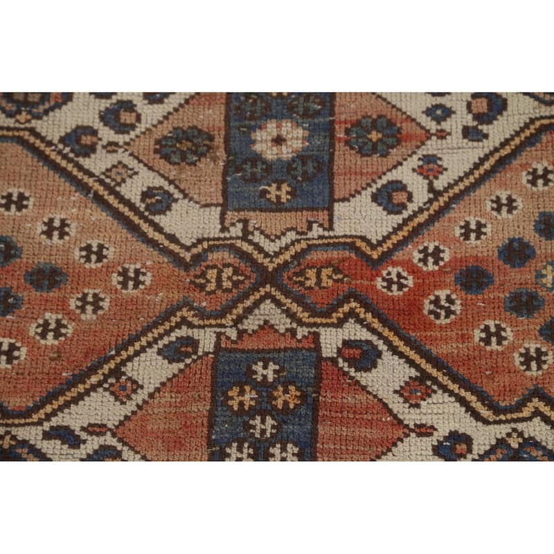 Traditional Bakhtiari Persian Vintage Rug Handmade Orange Wool Carpet - 6'10"x 9'11"