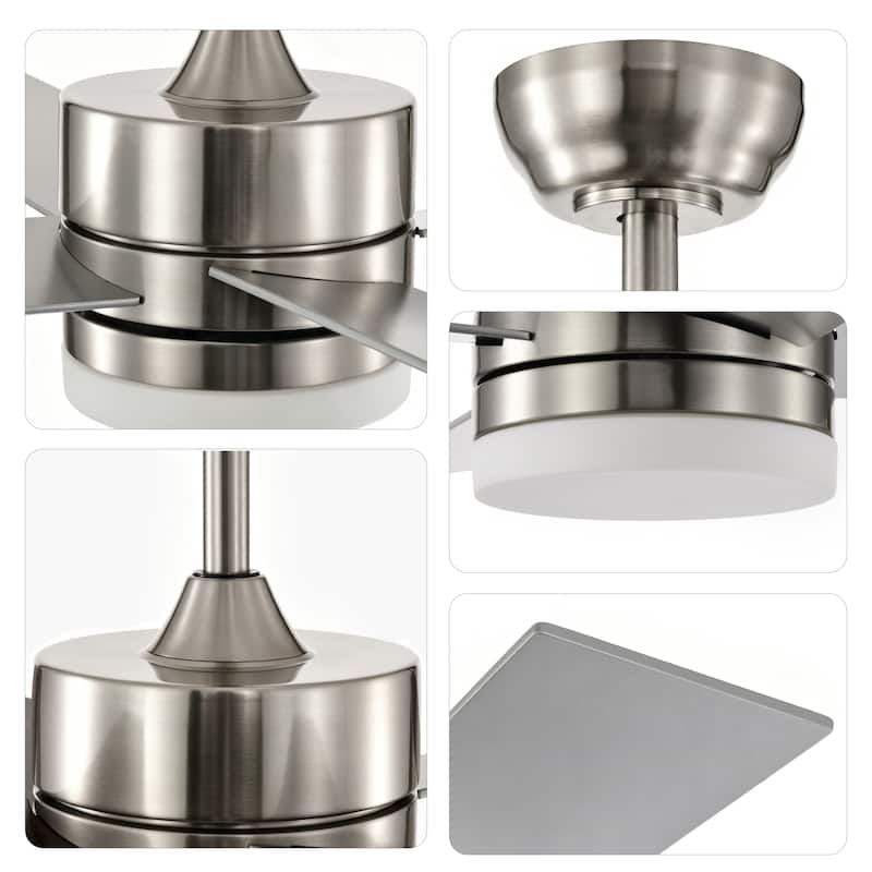Brushed Nickel 52 in. 6-Speed Integrated LED Indoor 4-Blade Ceiling Fan with Light Kit and Remote Control