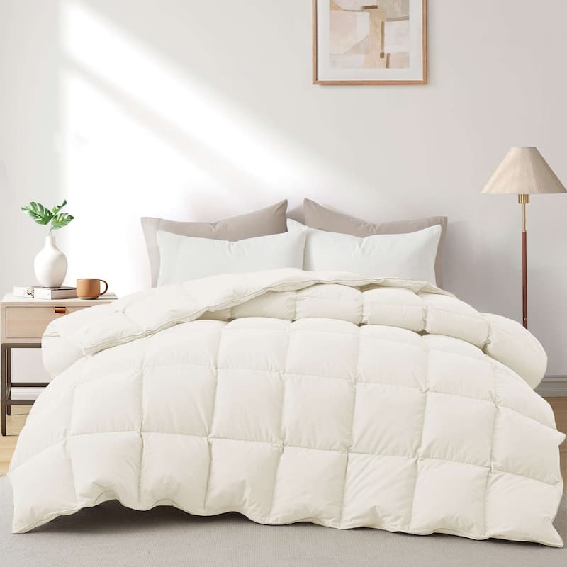 All Season & Lightweight Ultra Soft 360 TC White Goose Down Duvet Comforter