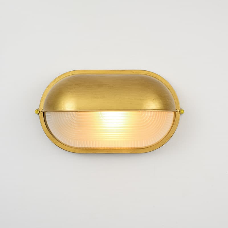 11"W 1-Light Retro 40W Oval Painted Gold Finish Wall Sconce with Clear Rippled Glass - 11.0 in. W x 6.3 in. H x 4.7 in. D