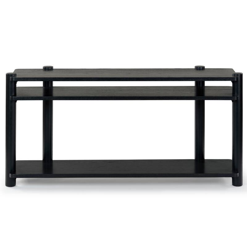 SAFAVIEH Couture Edisyn 3 Shelf Wood Console Table - 60"W x 18"D x 30"H - Black