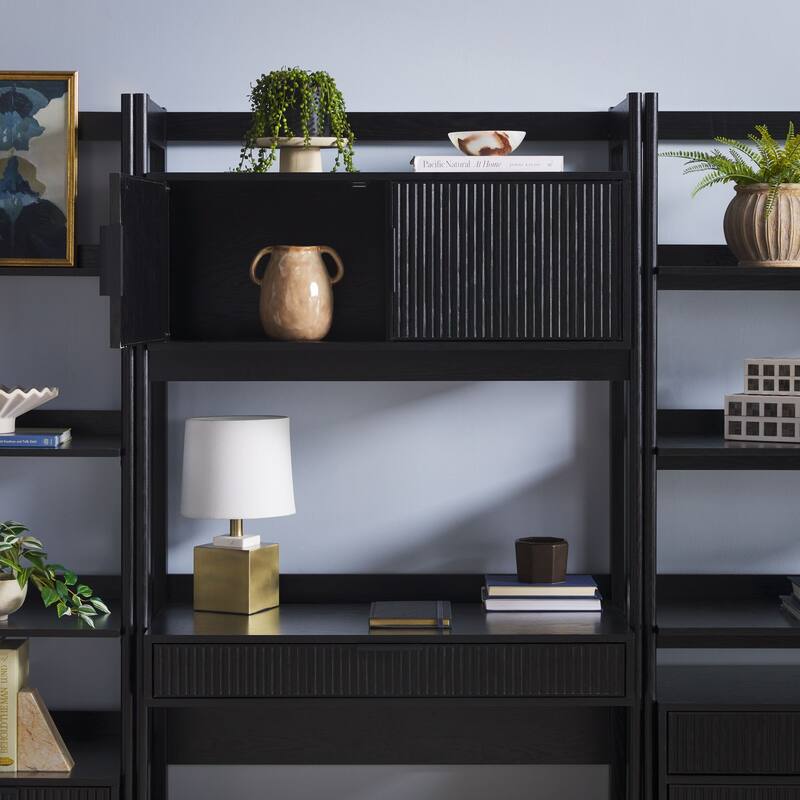 Walker Edison 3-Piece Set Hutch Desk with 1 Narrow and 1 Wide Bookcase