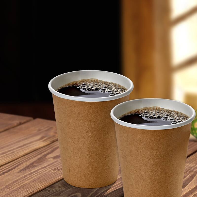 Kraft Paper Coffee Cups, 50 Pack Double-Layer Disposable Cups - Brown