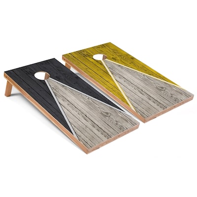 Dark Grey and Yellow Pyramid Premium Cornhole Boards w Case & Lights