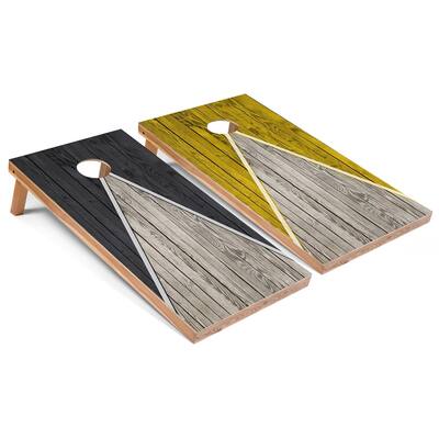 Dark Grey and Yellow Pyramid Outdoor Cornhole Set