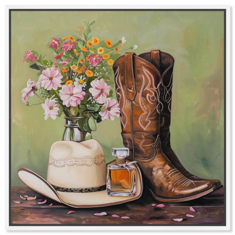 Spring Green Cowboy Necessities Canvas by Art Remedy - White - 12" x 12"
