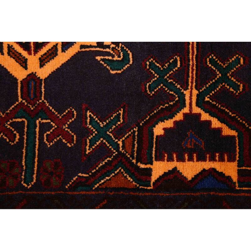 ECARPETGALLERY Hand-knotted Teimani Dark Navy Wool Rug - 4'0 x 7'1