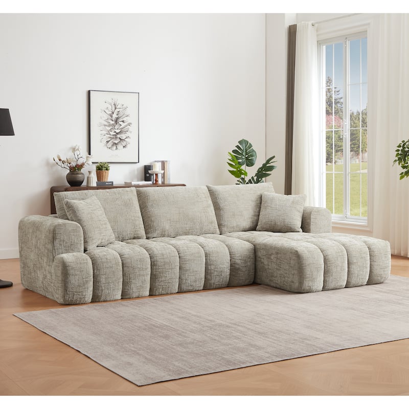 Roomfitters Oversized Chenille Sectional Sofa, Modern L-Shaped Cloud Couch with Right Chaise and Deep Seats