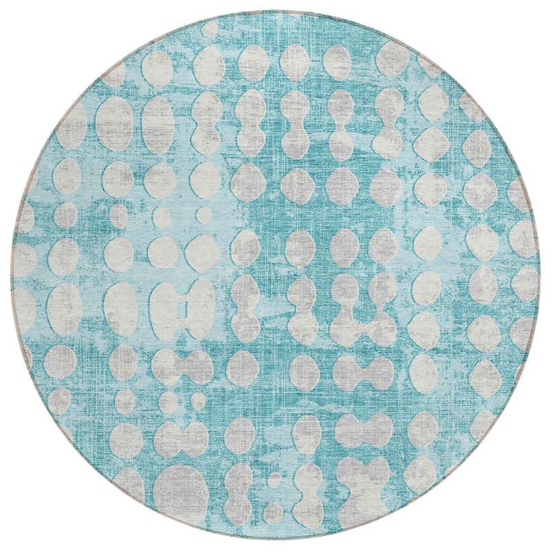 Machine Washable Indoor/ Outdoor Chantille Dots Abstract Rug