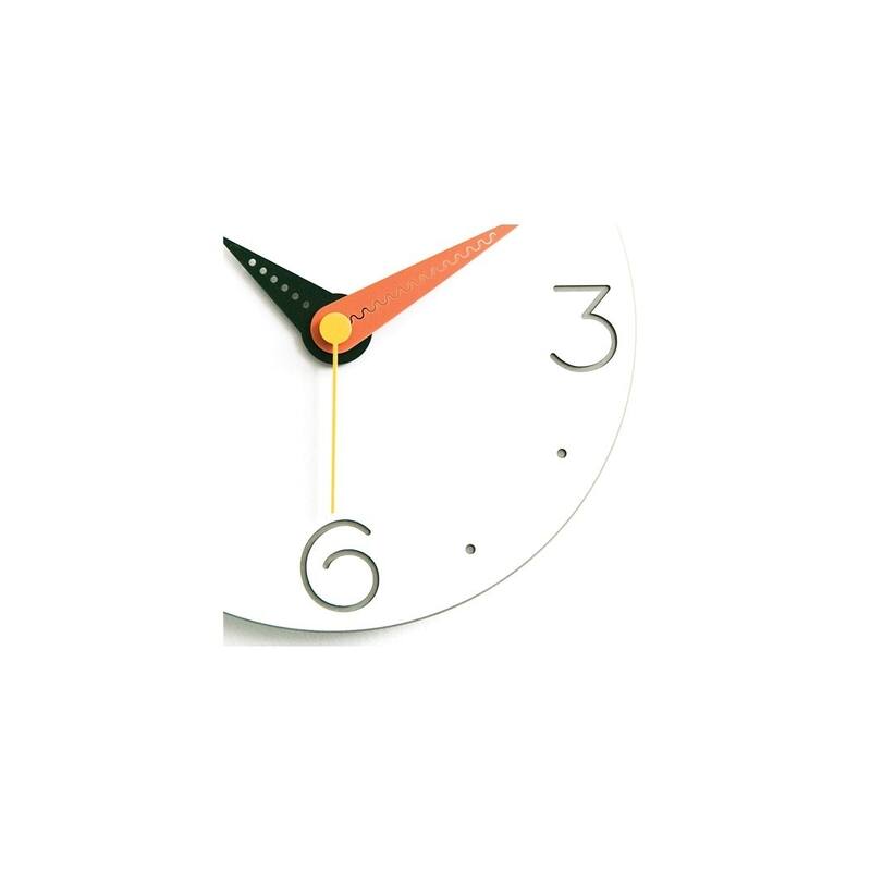 Curata White Acrylic with Red Accent Hand Quartz Wall Clock with Silent Movement