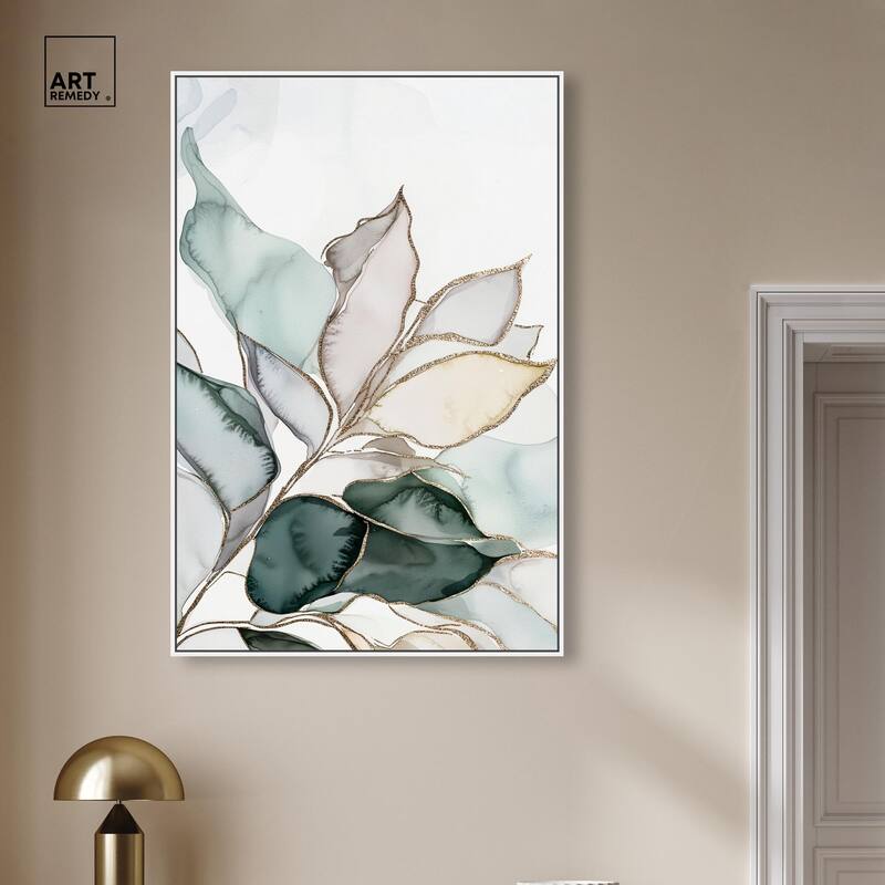 Pastel Leaves with Gold I Canvas by Art Remedy