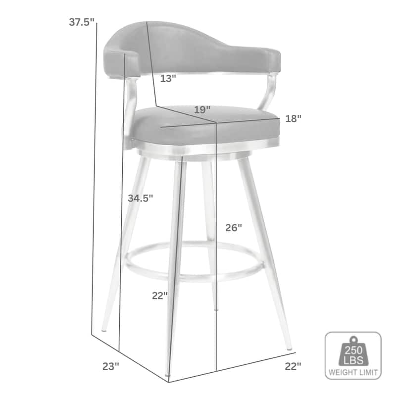 Justin Faux Leather Upholstered Bar or Counter Height Swivel Stool