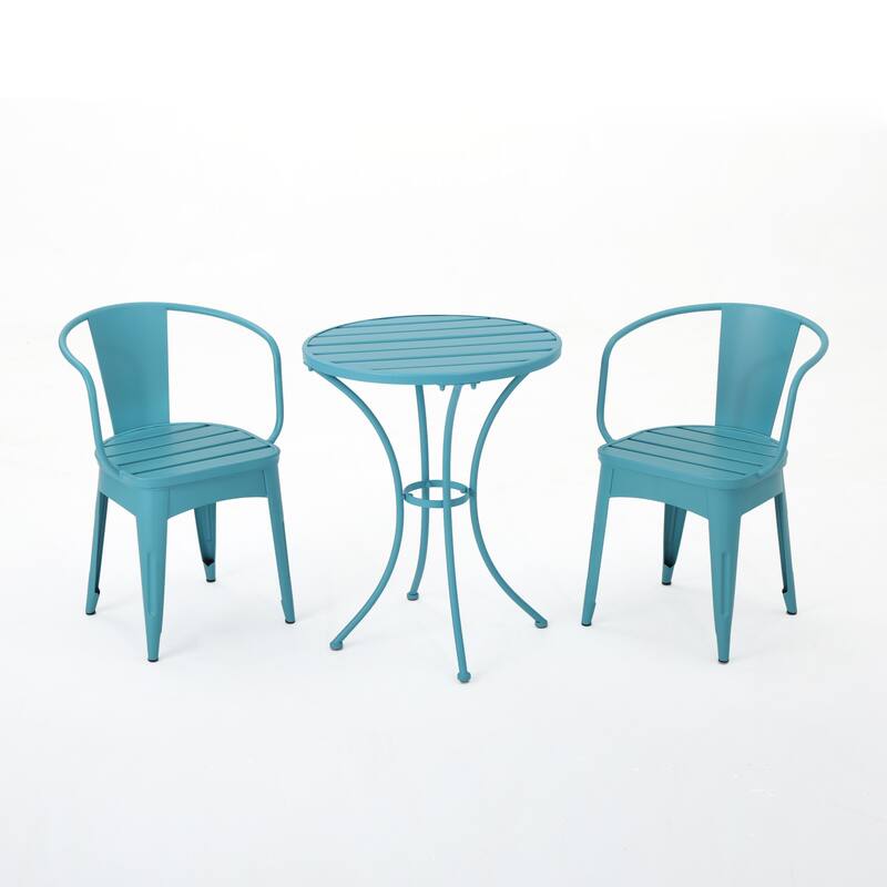 Roomfitters 3-Piece Metal Bistro Set, Outdoor Patio Table and Chairs for Garden, Balcony or Deck