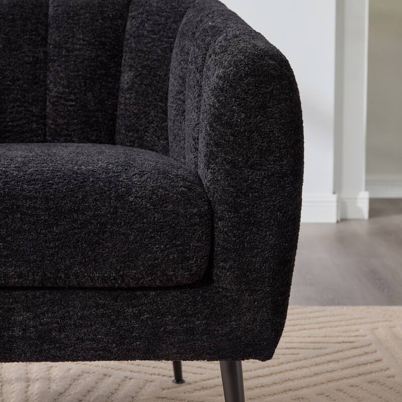 29.9" W Mid-Century Chenille Armchair with Metal Legs