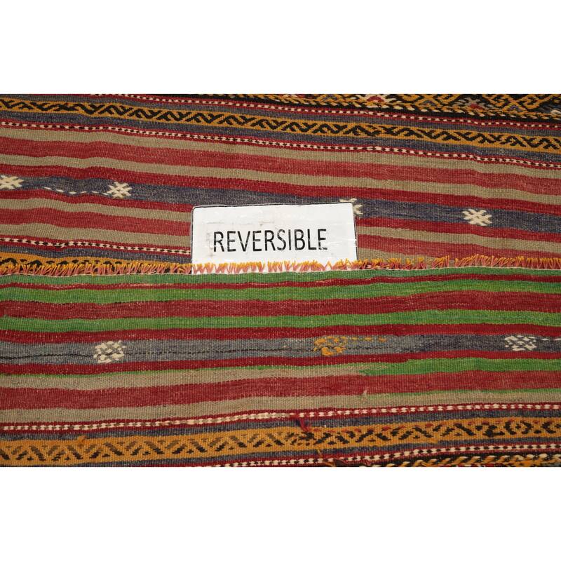 Hand Woven Oriental 100% Wool Carpet Southwestern Tribal Multi-Colored Kilim Area Rug - 9' 4'' X 5' 6''