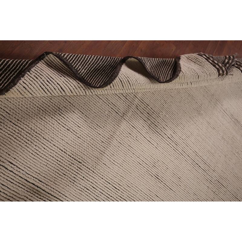 Ivory Moroccan Oriental Large Area Rug Hand-Knotted Wool Carpet - 12'0"x 18'7"