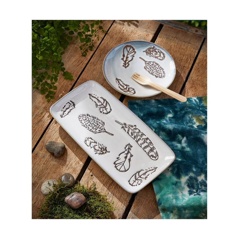 Floating On The Wind Multicolor Ceramic Serving Platter - 11.8" x 5.9" x 1.1" - Dishwasher Safe for Summer Entertaining