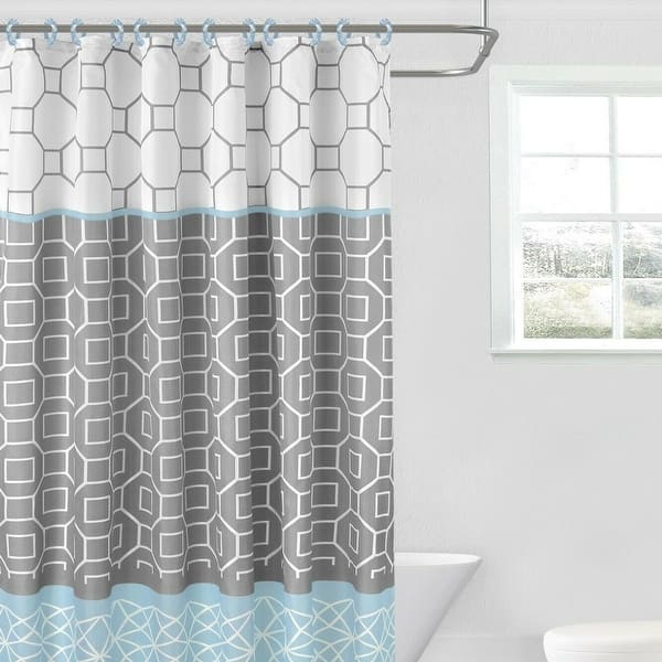 Diamond Blue Grey Shower Curtain by Blue Geometric Modern Contemporary Polyester Diamond Blue Grey Shower Curtain by Blue Geometric Modern Contemporary Polyester