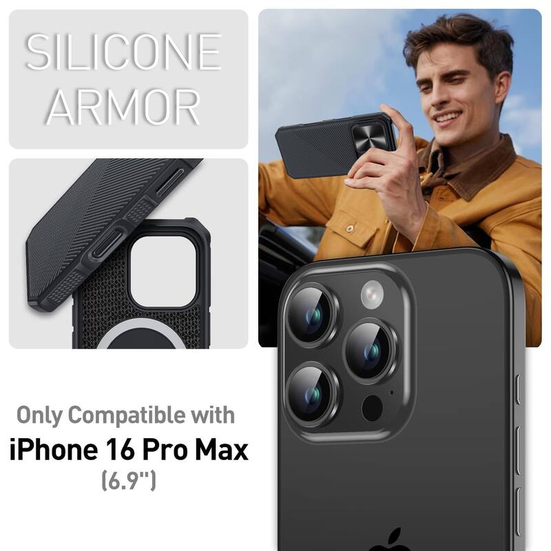 iPhone 16 Pro Max Camera Protection Kickstand - Case Compatible with Mag Safe, Protective Shockproof Military, Phone Case