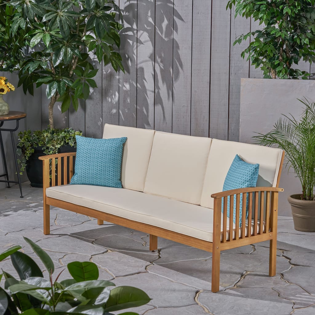 Carolina Acacia Wood Outdoor Sofa by Christopher Knight Home
