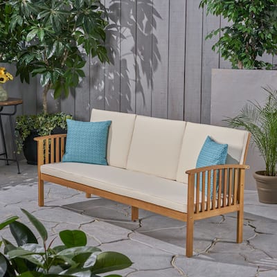 Carolina Acacia Wood Outdoor Sofa by Christopher Knight Home