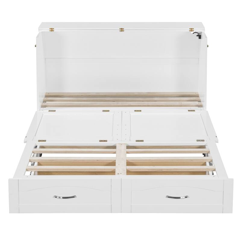 Queen Size Smart Murphy Bed with Roller Skate System With Built-in USB And A set of Sockets