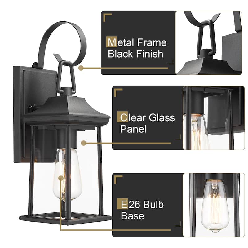 Outdoor Wall Lantern Sconce Black Finsh With Clear Glass - N/A