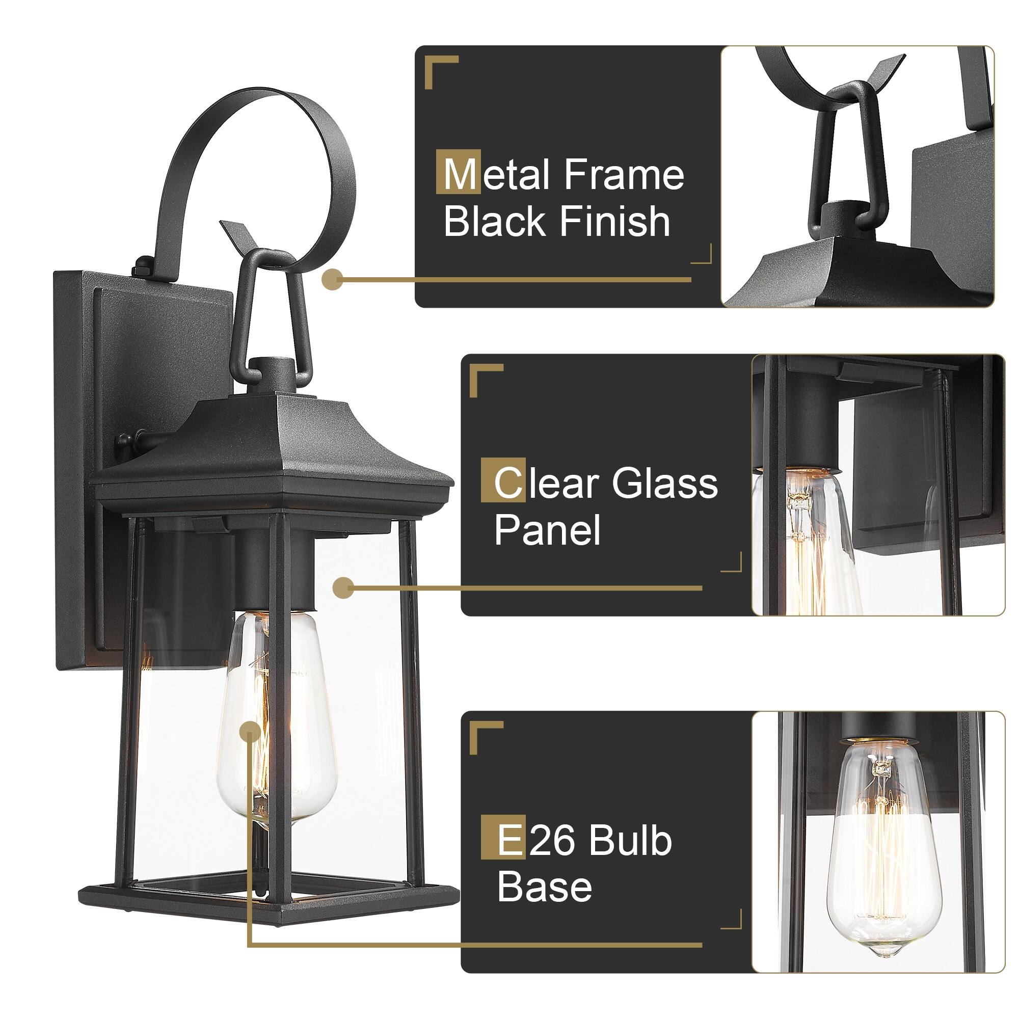 Outdoor Wall Lantern Sconce Black Finsh With Clear Glass N/A Bed