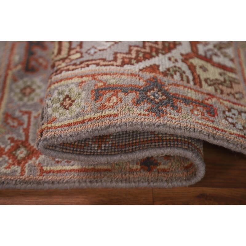 Hand Knotted Oriental 100% Wool Carpet Traditional Medallion Greys & Charcoal Heriz (serapi) Area Rug - 3' 0'' X 2' 0''