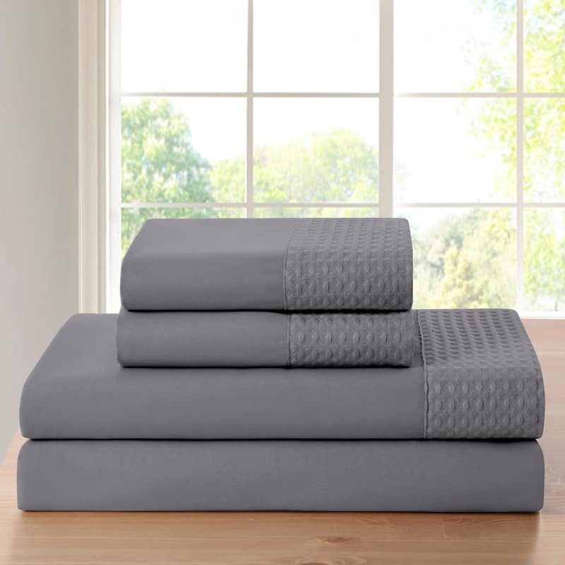 Rayon from Bamboo 4 Piece 1800 Thread Count Waffle Hem Sheet Set