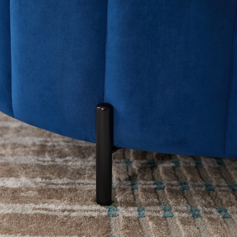 Roomfitters Round Velvet Storage Ottoman Coffee Table, Reversible Lid Footrest for Living Room Bedroom Office