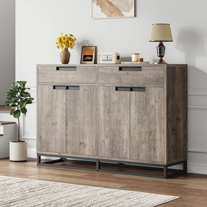 Modern 55" Sideboard Buffet Cabinet, Coffee Bar Table for Kitchen, Dining Room - N/A - Grey
