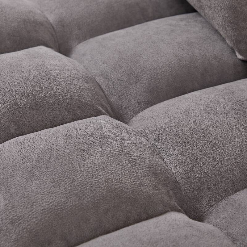 78.75" Chenille Pull-Out L-Shaped Sectional Sofa Bed with Charging Ports and Storage Chaise