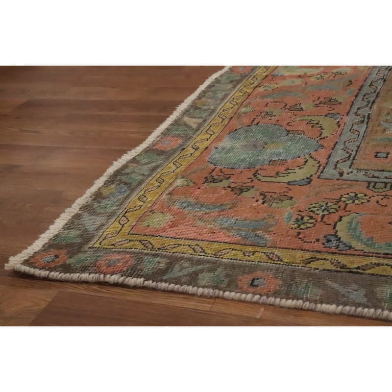 Hand Knotted Oriental 100% Wool Carpet Traditional Floral Oranges & Rust Tabriz Area Rug - 12' 8'' X 9' 4''