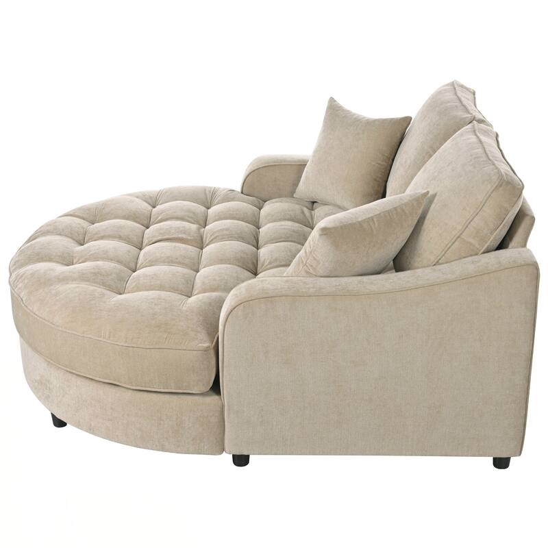 55" Modern Chaise Lounge Sofa Bed Upholstered Sofa Couch with Seat and Detachable Pillows for Living Room