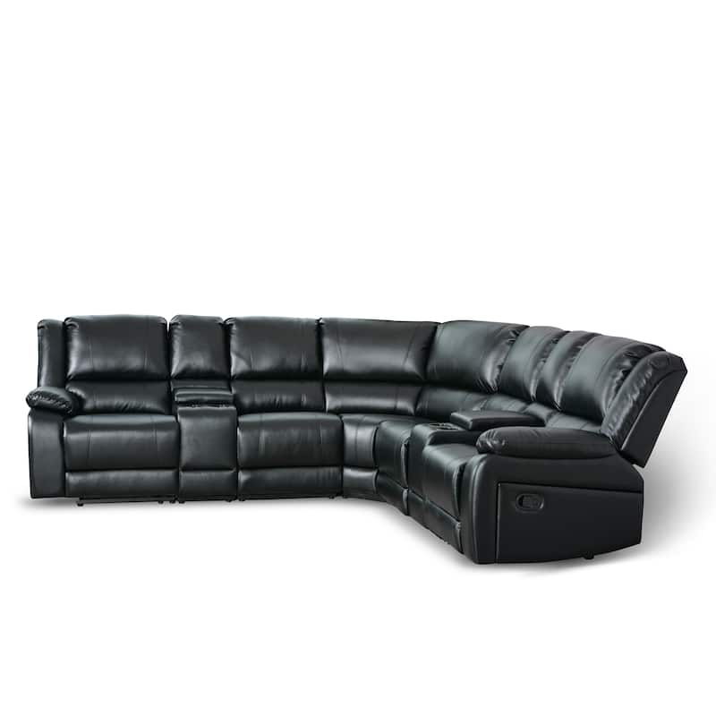 108" W Modern Contemporary Faux Leather 7 Piece Sectional Recliners