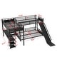preview thumbnail 4 of 29, L-Shaped Metal Bunk Bed and Loft Bed with Desk, Storage Shelves and Slide