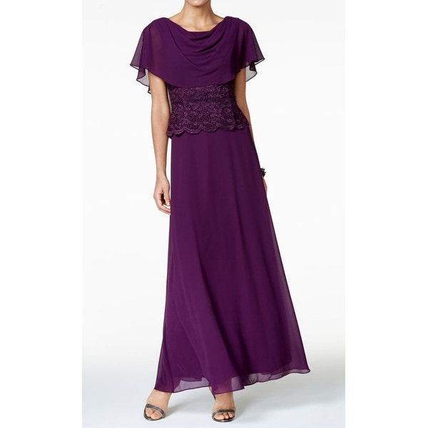 Jessica Howard Aubergine Purple Womens Size 8 Cape Gown Dress